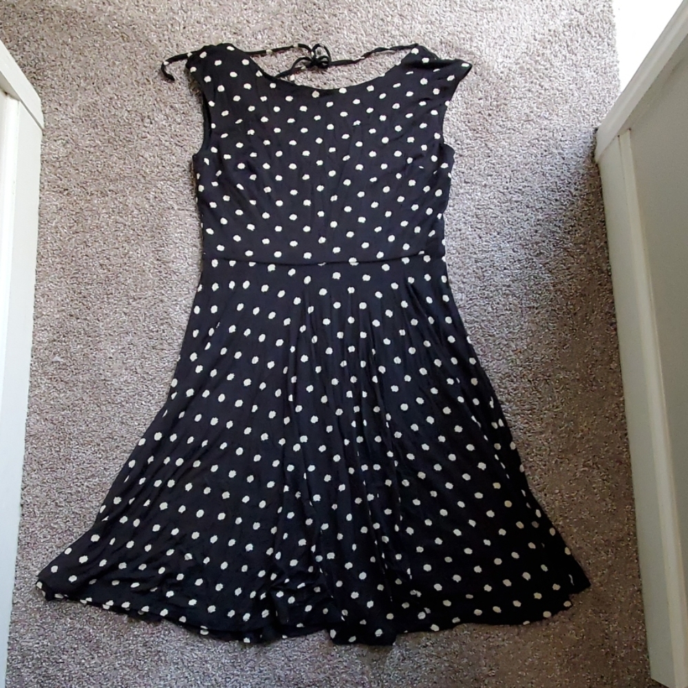 NWT loft black knit dress, sz med, tie neck